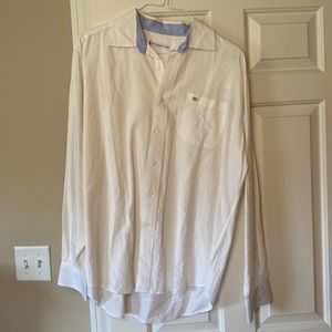 Large Southern Tide white linen dress shirt
